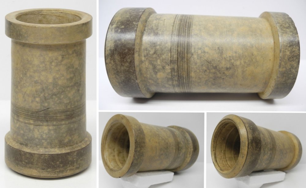 Unusual cut brown wax cylinder.jpg